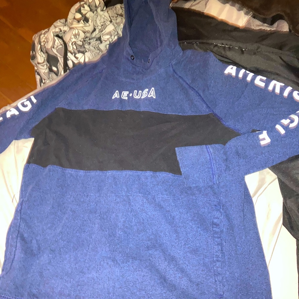 Small sized, blue, black, & white American Eagle hoodie.